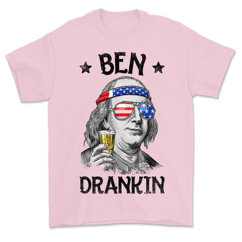 Ben Drankin 4th of July Benjamin Franklin Men Women USA Flag T-Shirt Crewneck Man Menswear Top Independence Day,USA Flag Shirt,Memorial Day Tee,4th of July Womens Tee