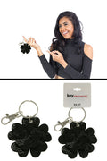 Black Sequin Flower Keychain KEKC4398