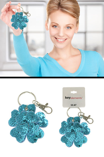 Blue Sequin Flower Keychain KEKC4399