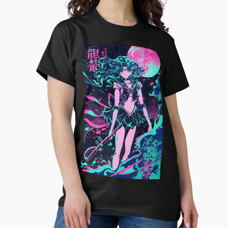 Sailor Neptune Neon City Night by AnimeArsenalPrints Unisex T-shirt, Sweatshirt, Hoodie, Long Sleeve Tee