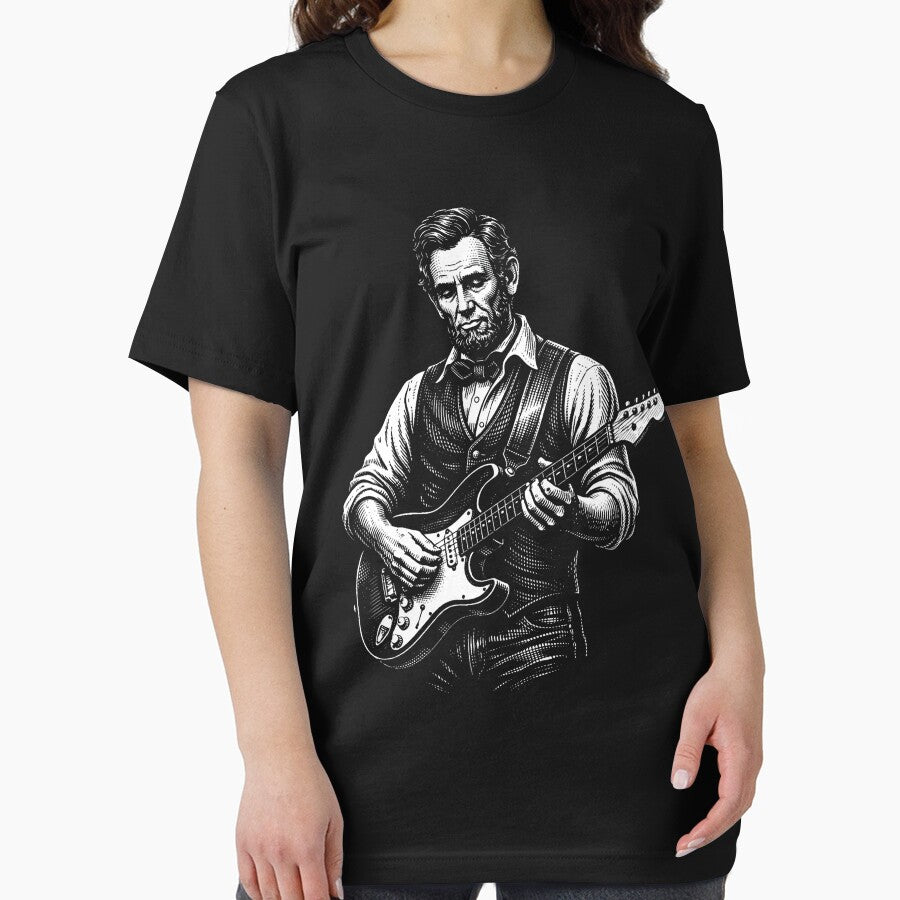 Abraham Lincoln Playing Guitar Abe Lincoln by Kladhadredo Unisex T-shirt, Sweatshirt, Hoodie, Long Sleeve Tee
